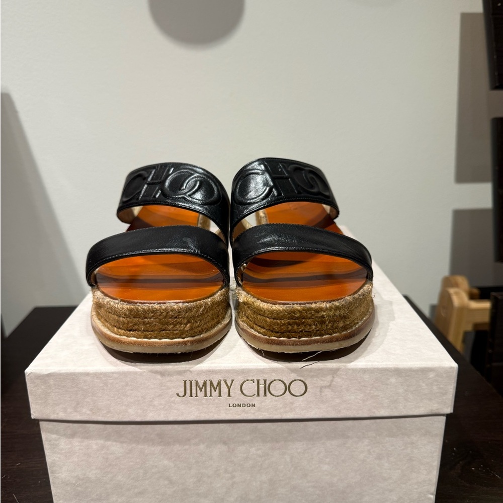 Jimmy Choo Ocho Black and Brown Espadrille Wedge Shoes‎ - Picture 3 of 9